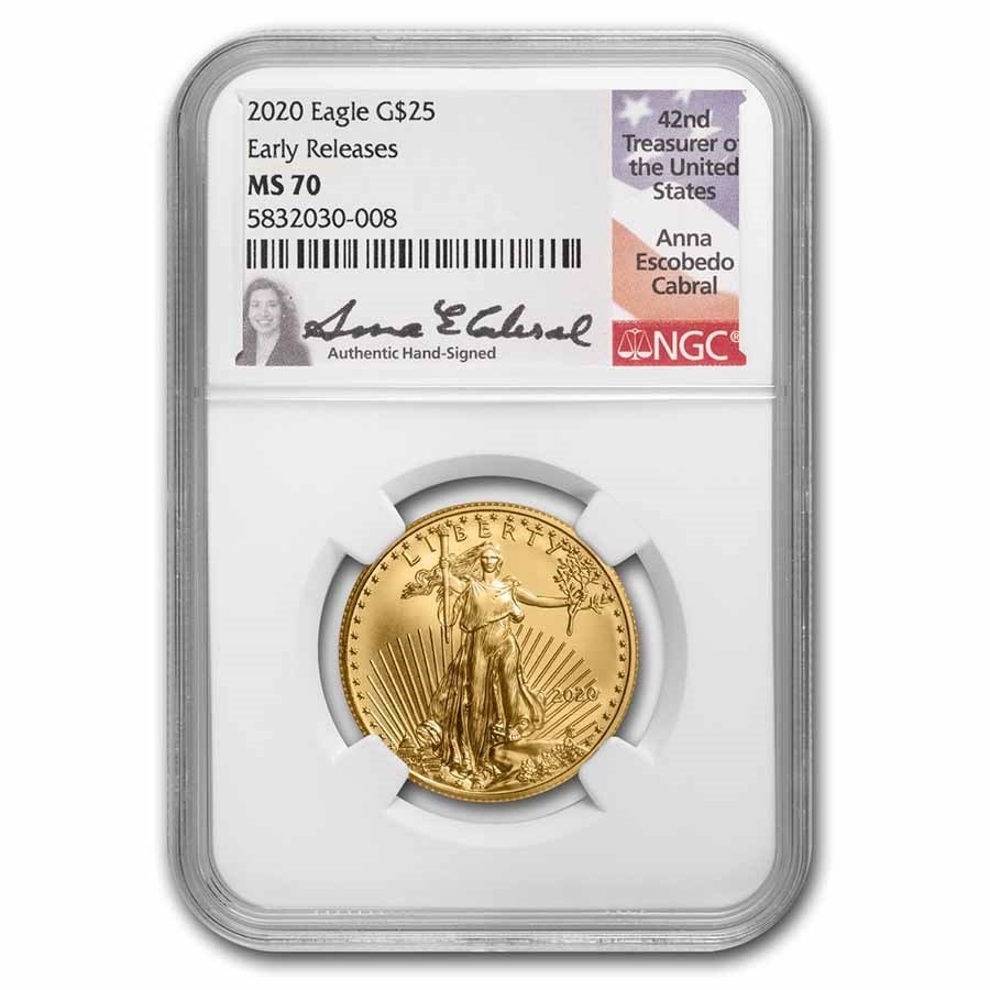 1/2 oz American Gold Eagle MS-70 NGC (Random Year/Signature)