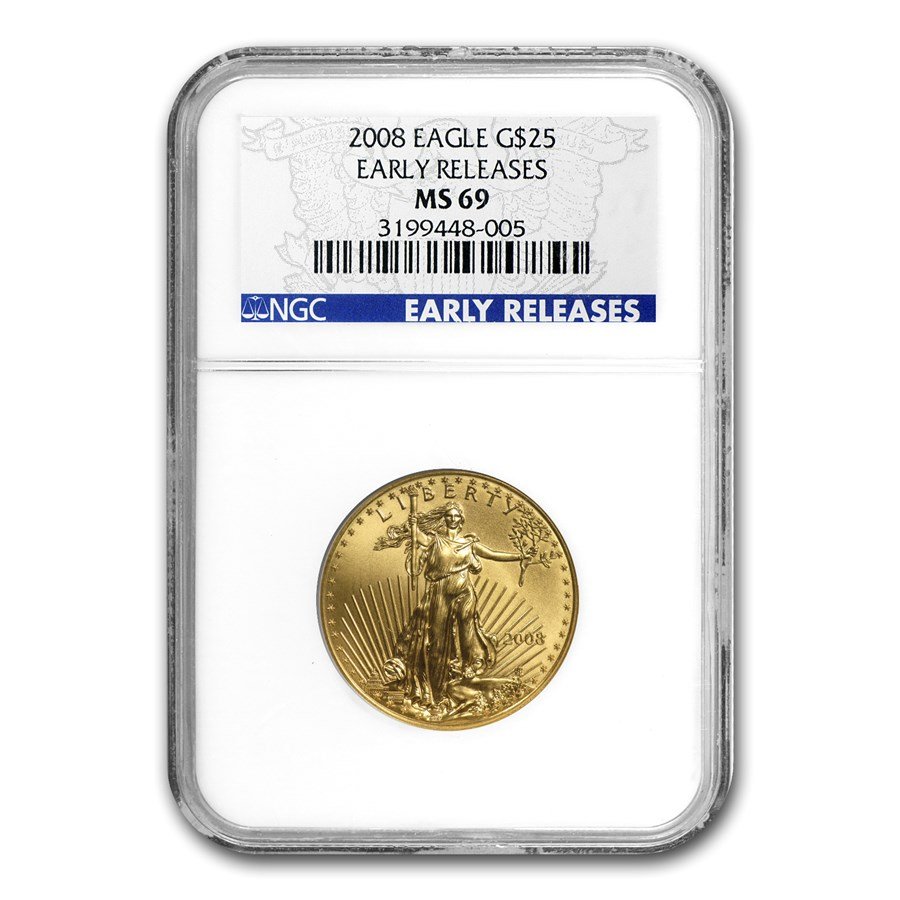 2008 1/2 oz American Gold Eagle MS-69 NGC (Early Releases)