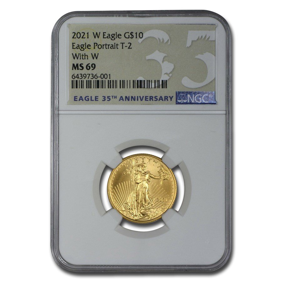 2021-W 1/4 oz Gold Eagle MS-69 NGC (Unfinished Proof Dies)