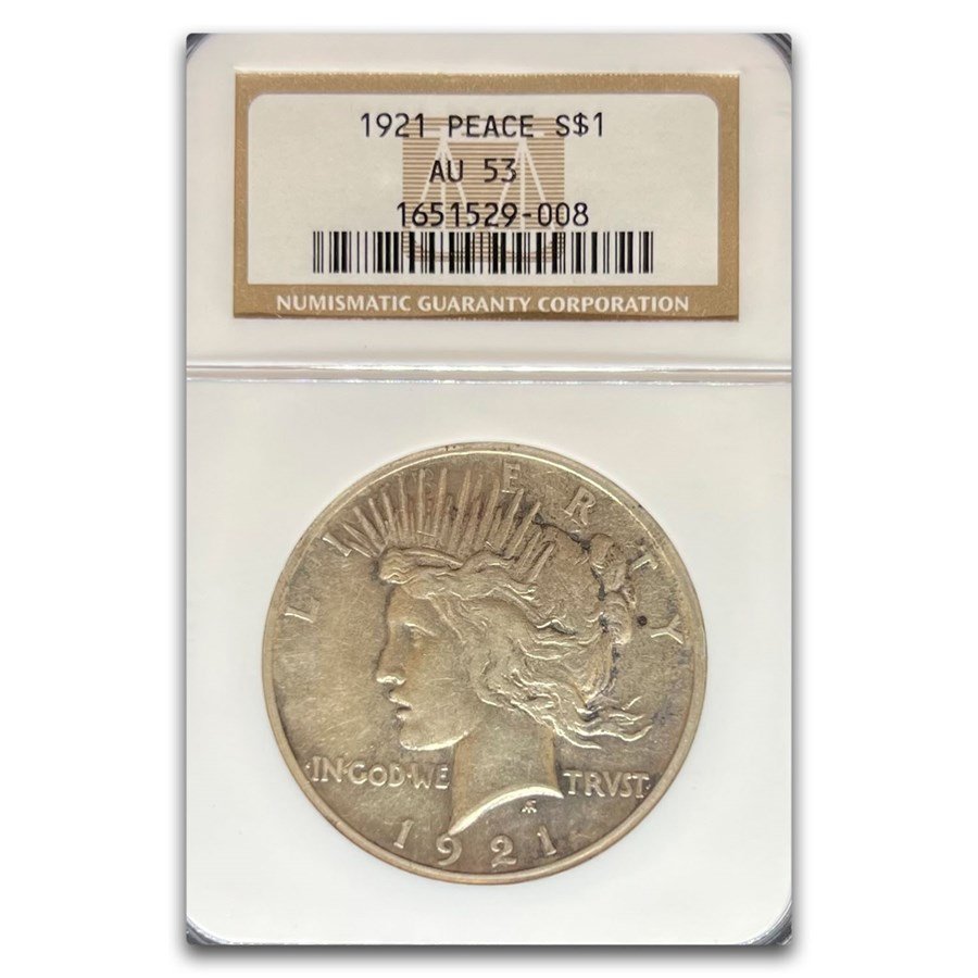 1921 Peace Dollar AU-53 NGC
