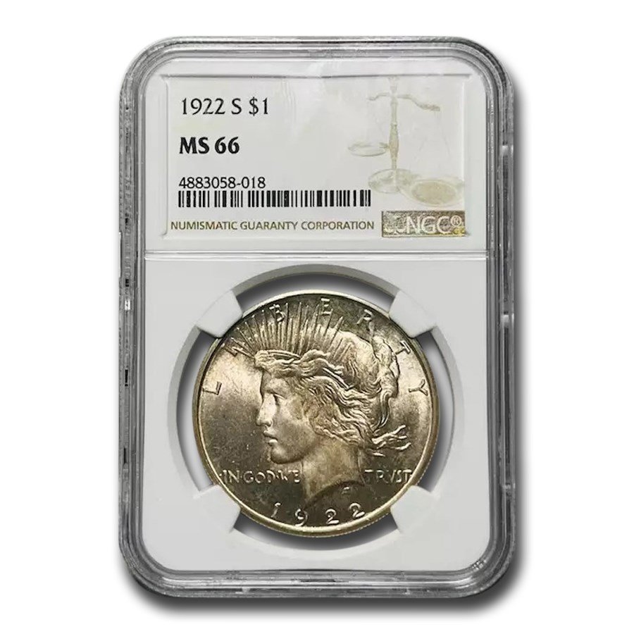 1922-S Peace Dollar MS-66 NGC