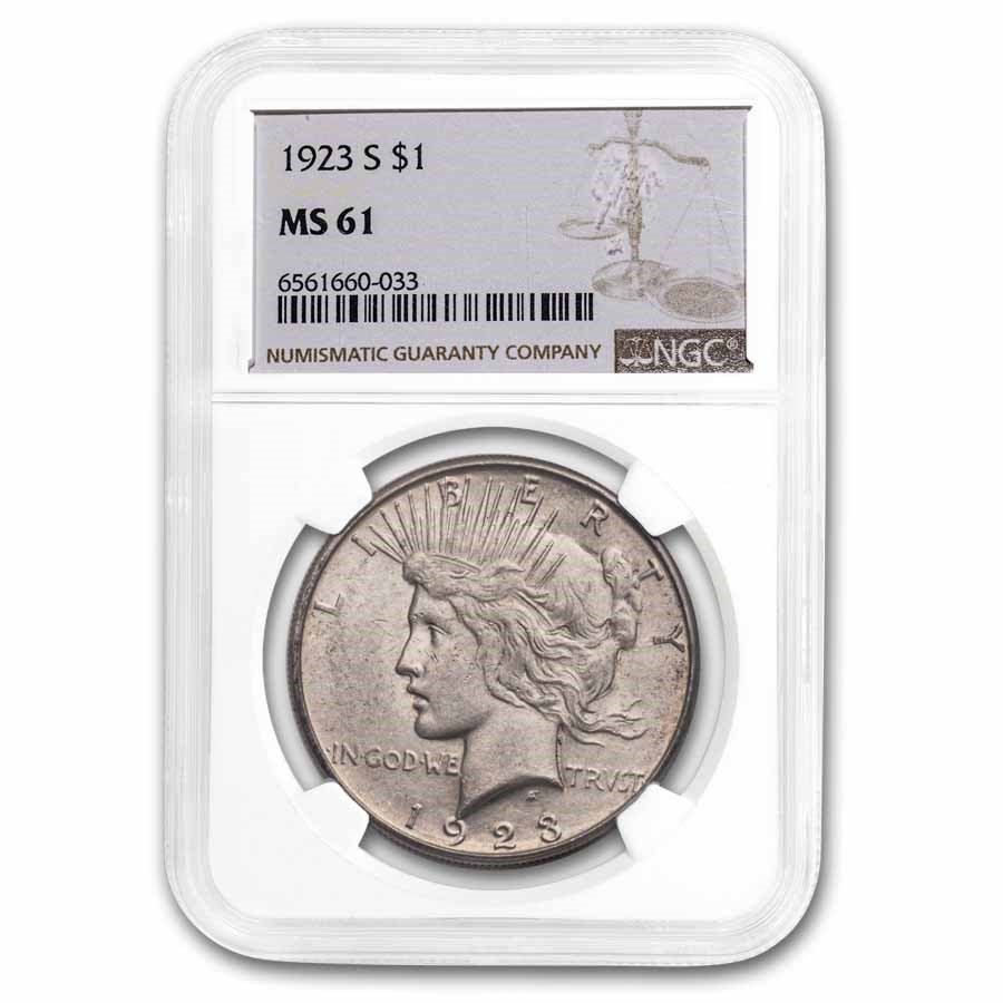1923-S Peace Dollar MS-61 NGC