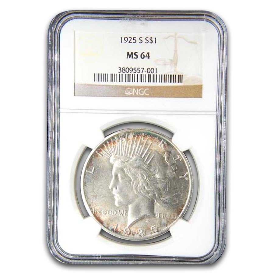 1925-S Peace Dollar MS-64 NGC (Obverse/Reverse Toning)