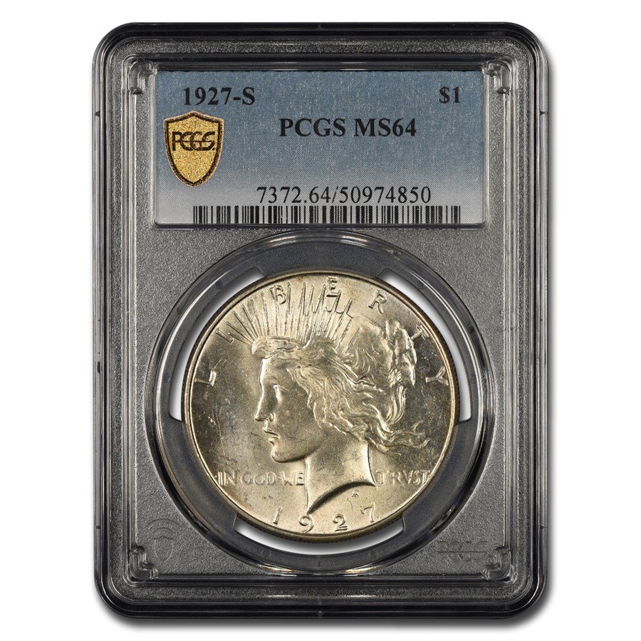 1927-S Peace Dollar MS-64 PCGS