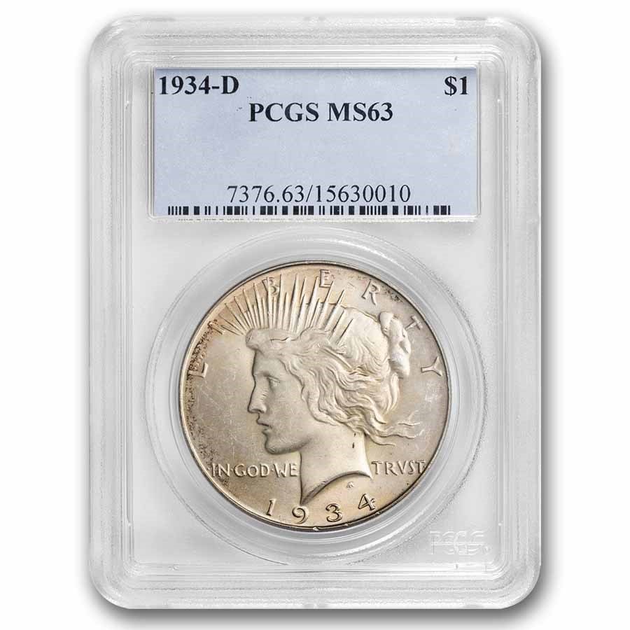 1934-D Peace Dollar MS-63 PCGS
