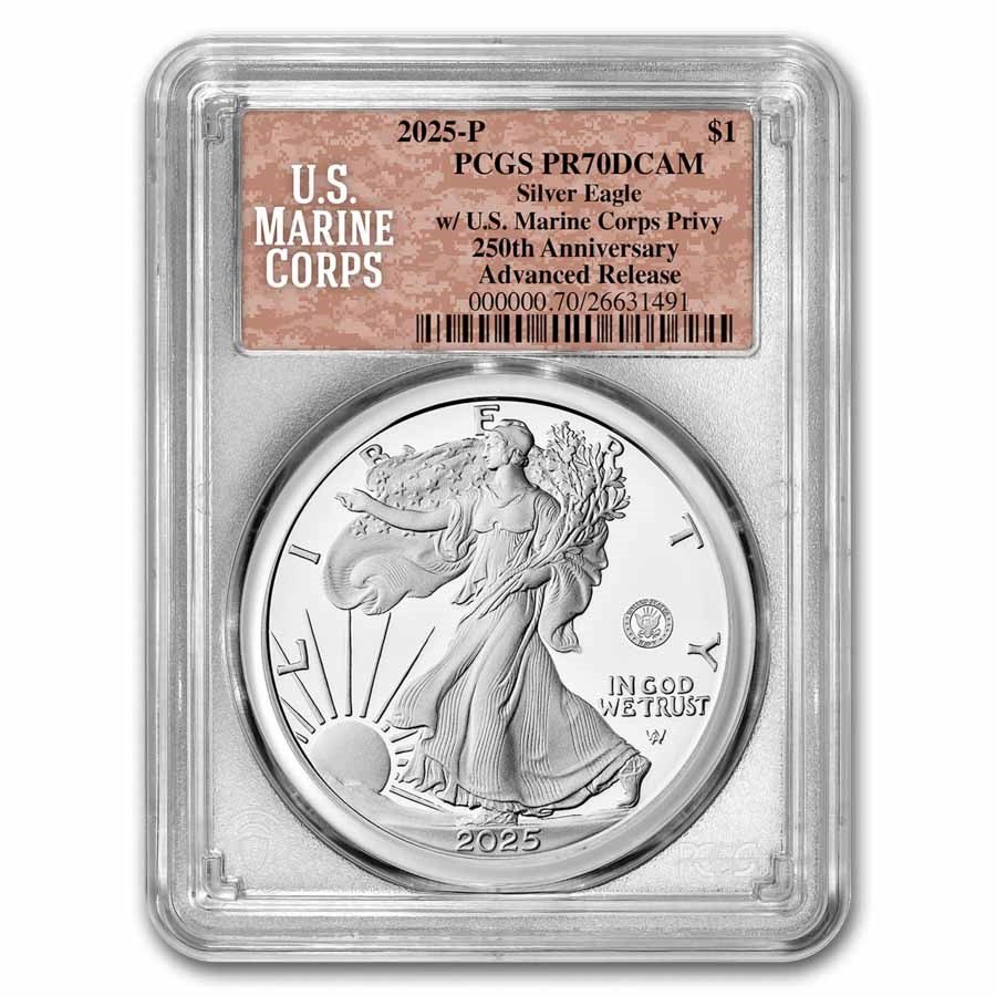 2025-P Proof Silver Eagle PR-70 PCGS (Marine Privy, AR, Marine)