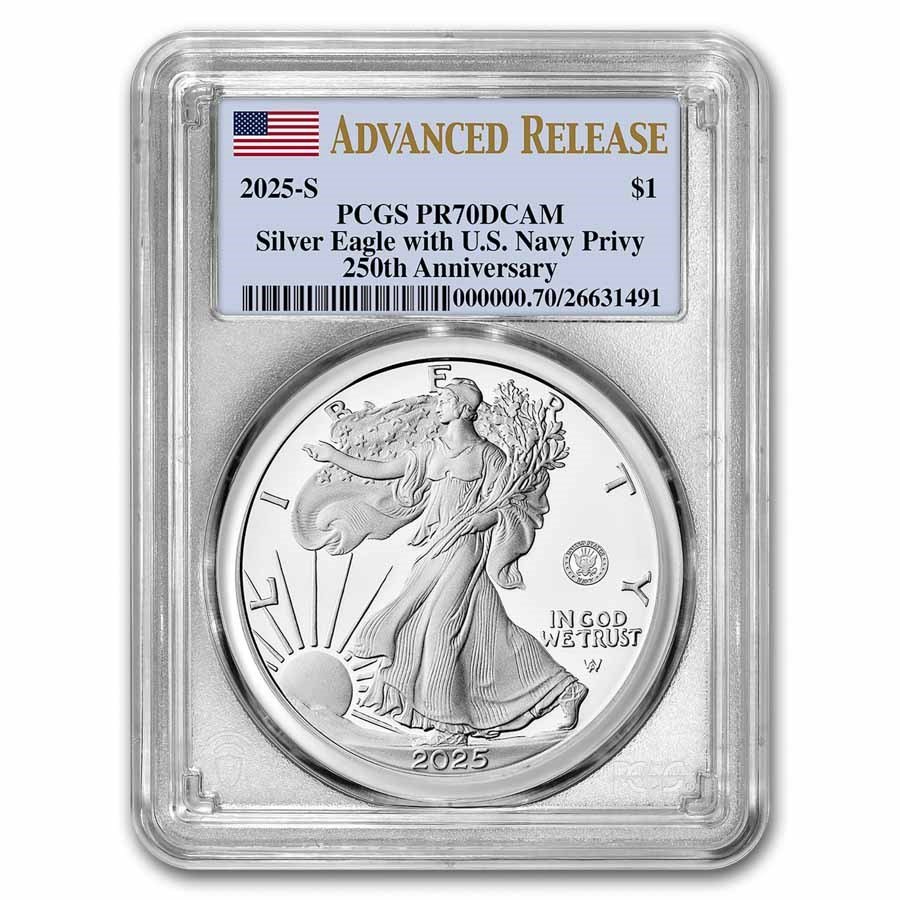 2025-S 1 oz Proof Silver Eagle PR-70 PCGS (Navy Privy, AR)
