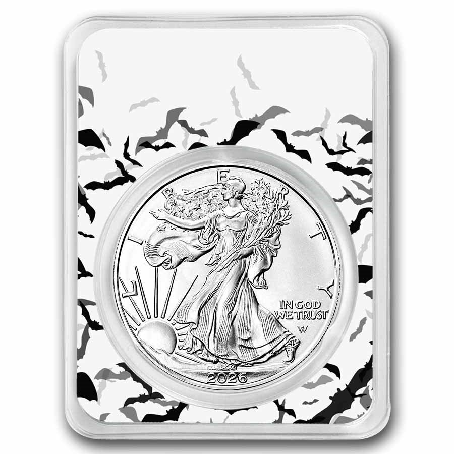 2025 1 oz American Silver Eagle (w/Black Bats Card, In TEP)