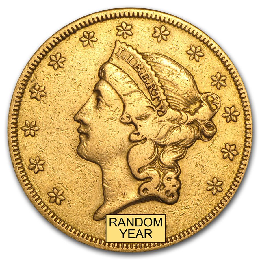 1850-1866 $20 Liberty Gold Double Eagle Type 1 (Cleaned)