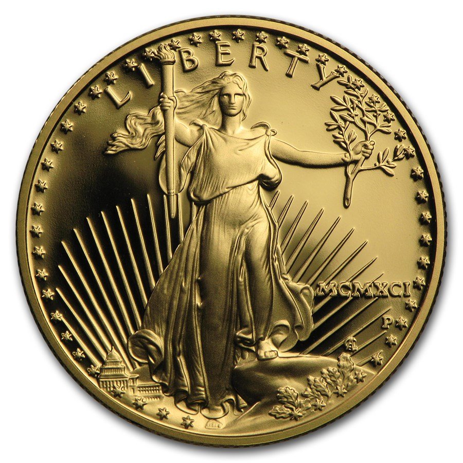 1990-P 1/2 oz Proof American Gold Eagle (w/Box & COA)