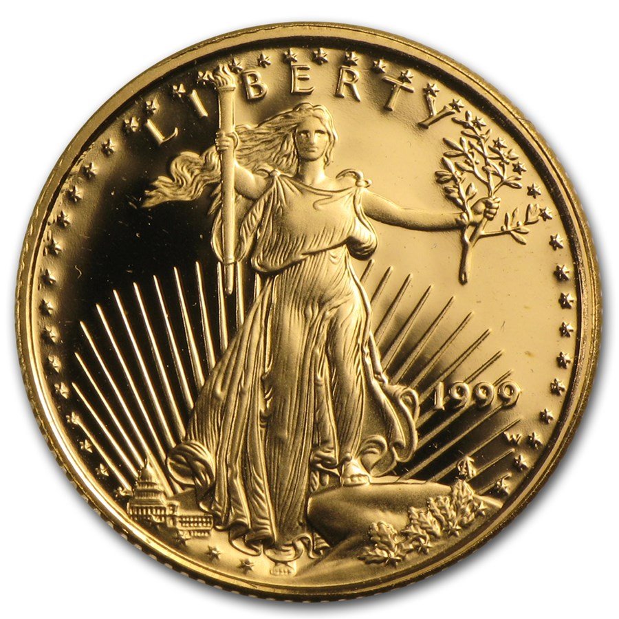 1999-W 1/10 oz Proof American Gold Eagle (w/Box & COA)