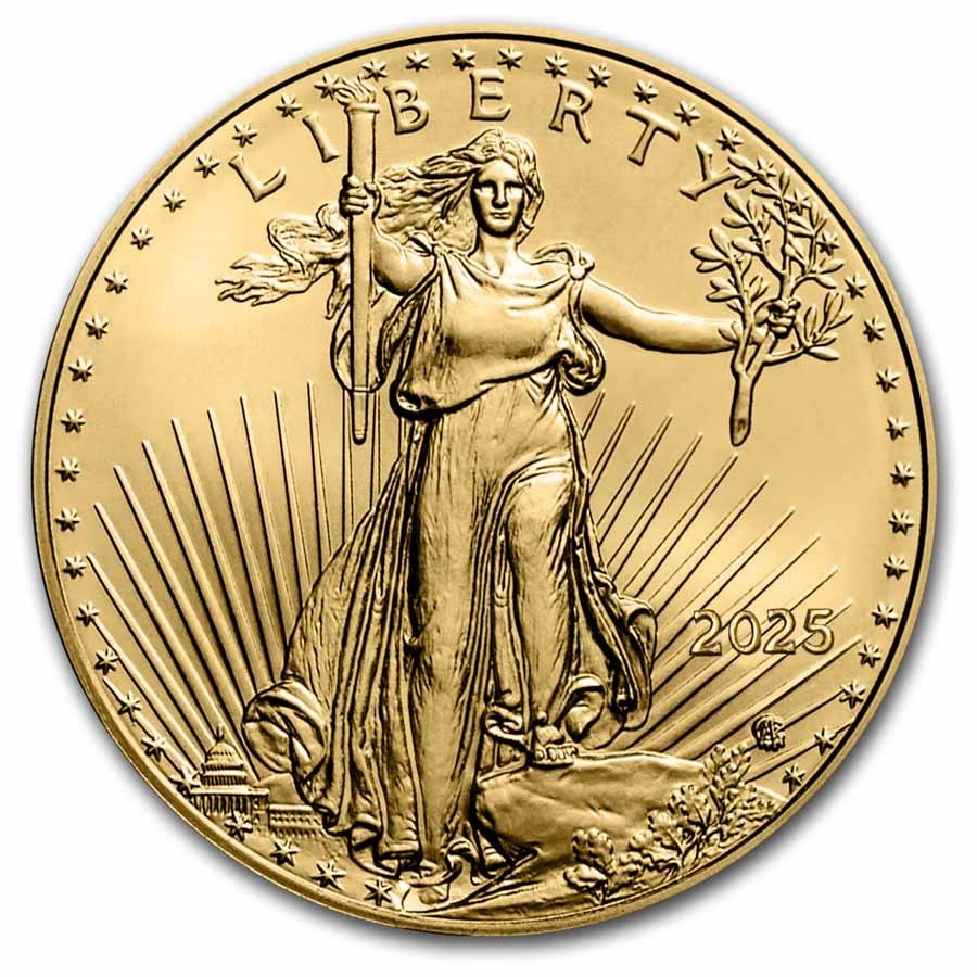 2025 1/10 oz American Gold Eagle - w/Red Merry Christmas Card