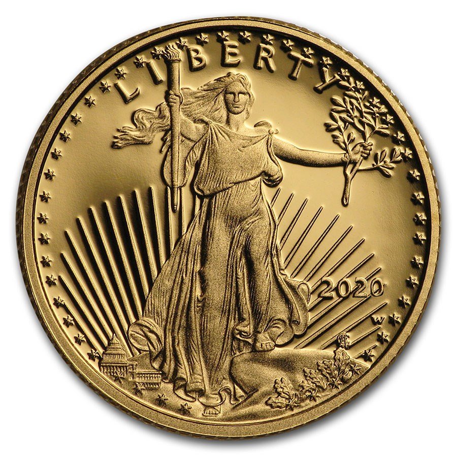 2020-W 1/10 oz Proof American Gold Eagle (w/Box & COA)