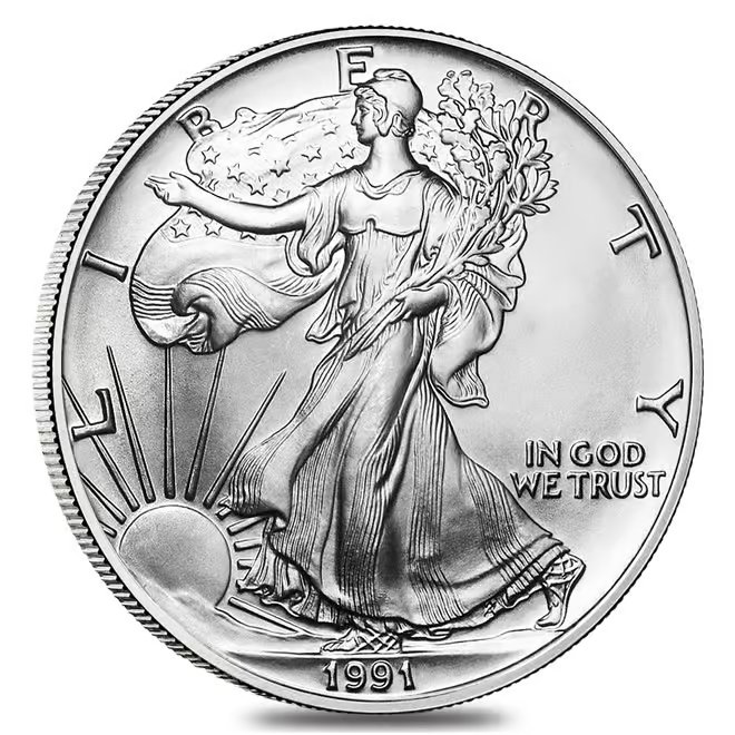 1991 1 oz Silver American Eagle $1 Coin BU