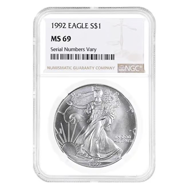 1992 1 oz Silver American Eagle $1 Coin NGC MS 69