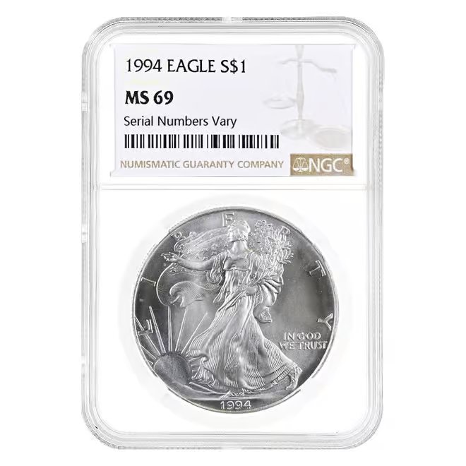 1994 1 oz Silver American Eagle $1 Coin NGC MS 69