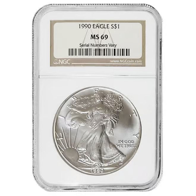 1990 1 oz Silver American Eagle $1 Coin NGC MS 69