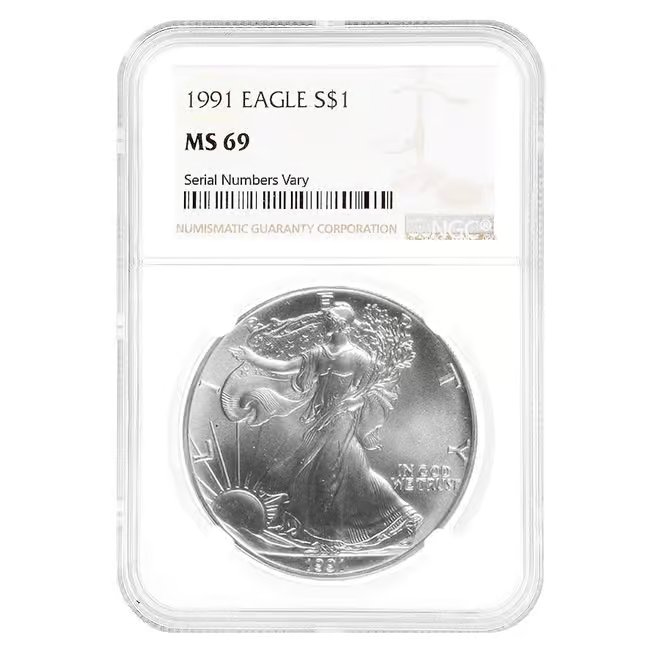 1991 1 oz Silver American Eagle $1 Coin NGC MS 69