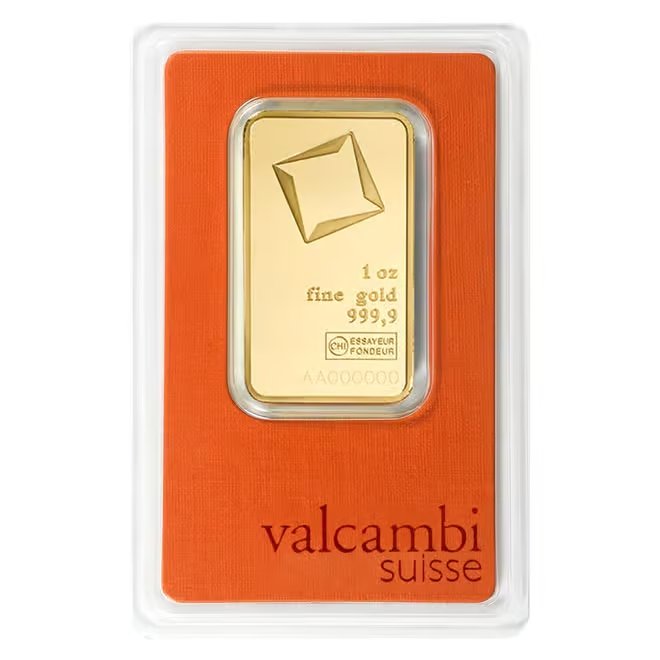 1 oz Gold Bar Valcambi Suisse .9999 Fine (in Assay)