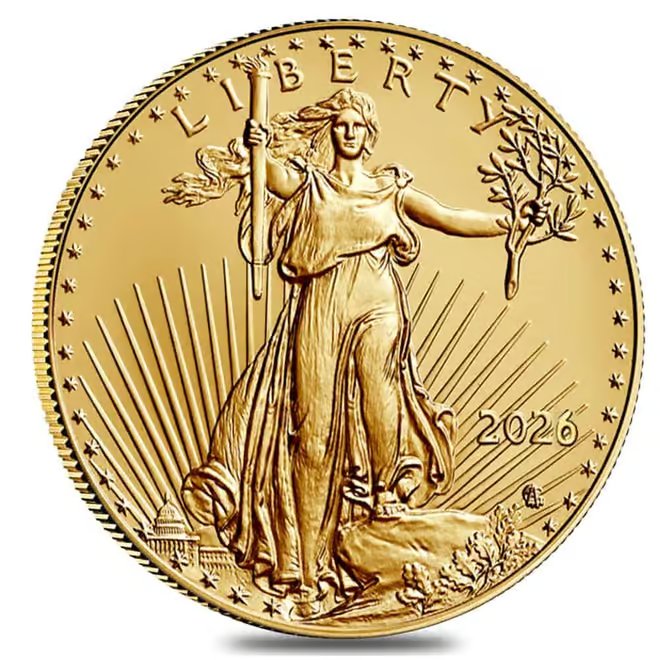Roll of 50 - 2026 1/10 oz Gold American Eagle $5 Coin BU