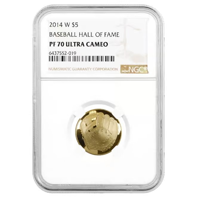 2014 W Proof Gold $5 National Baseball Hall of Fame Coin NGC PF 70 UCAM