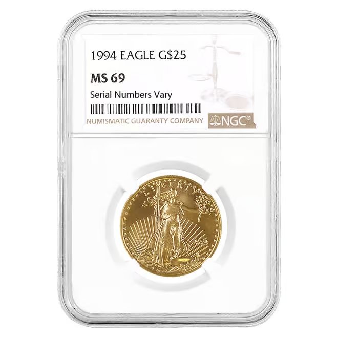 1994 1/2 oz $25 Gold American Eagle NGC MS 69