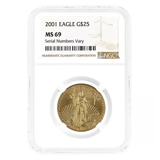 2001 1/2 oz $25 Gold American Eagle NGC MS 69