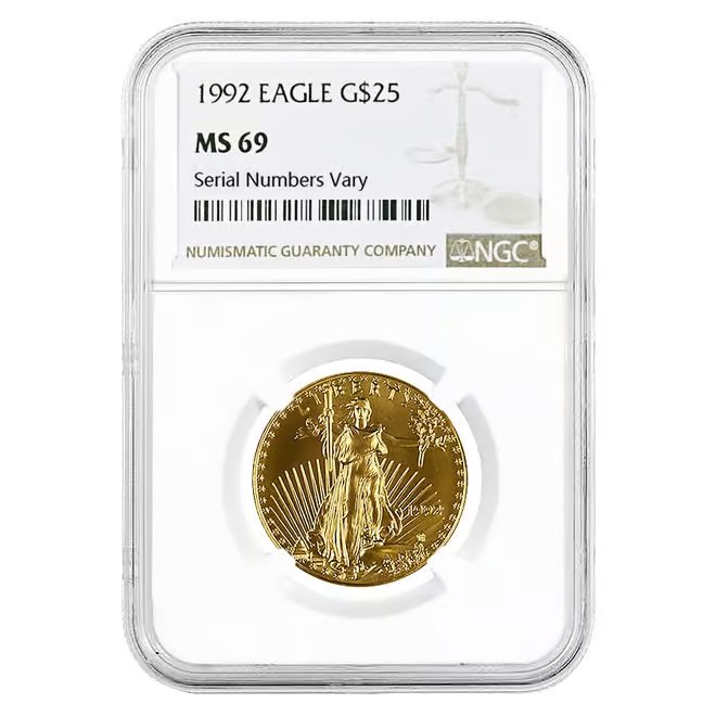 1992 1/2 oz $25 Gold American Eagle NGC MS 69