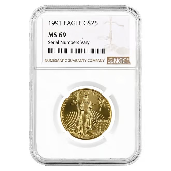 1991 1/2 oz $25 Gold American Eagle NGC MS 69