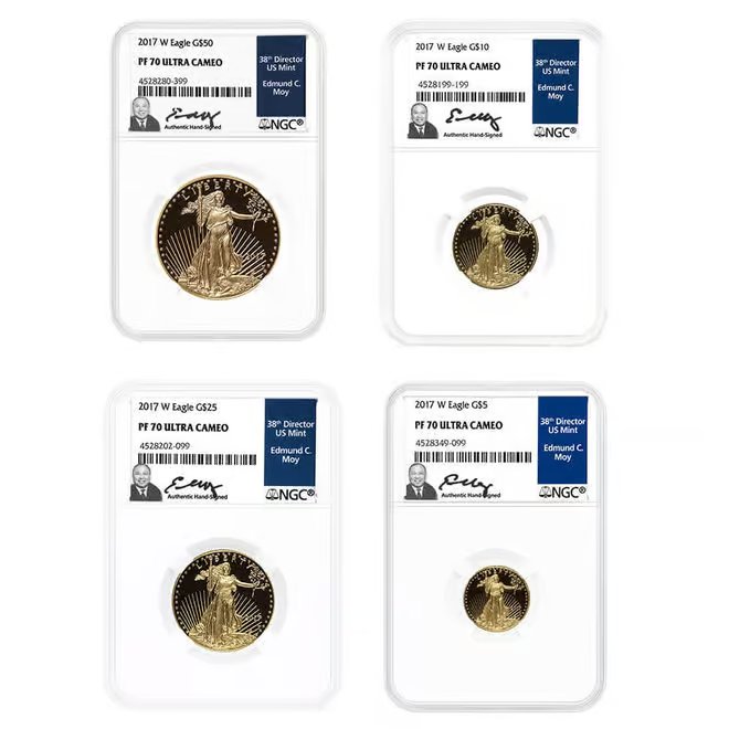 2017-W 1.85 oz Proof Gold American Eagle 4-Coin Set NGC PF 70 UCAM (Edmund C. Moy)
