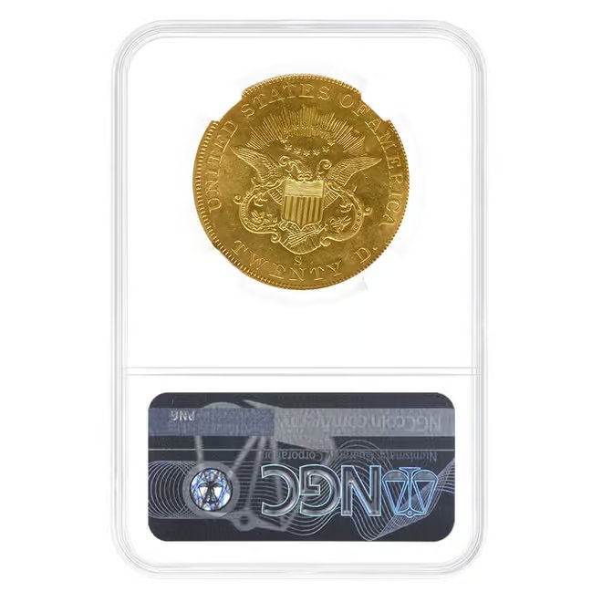 1858-S $20 Liberty Head Double Eagle Gold Coin NGC UNC Details