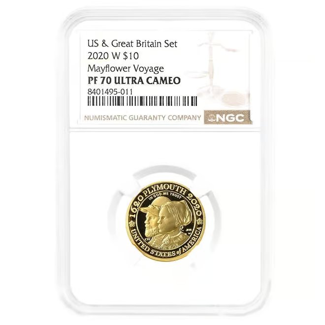 2020-W US Mint 1/4 oz Proof Mayflower Voyage Gold Coin NGC PF 70 UCAM