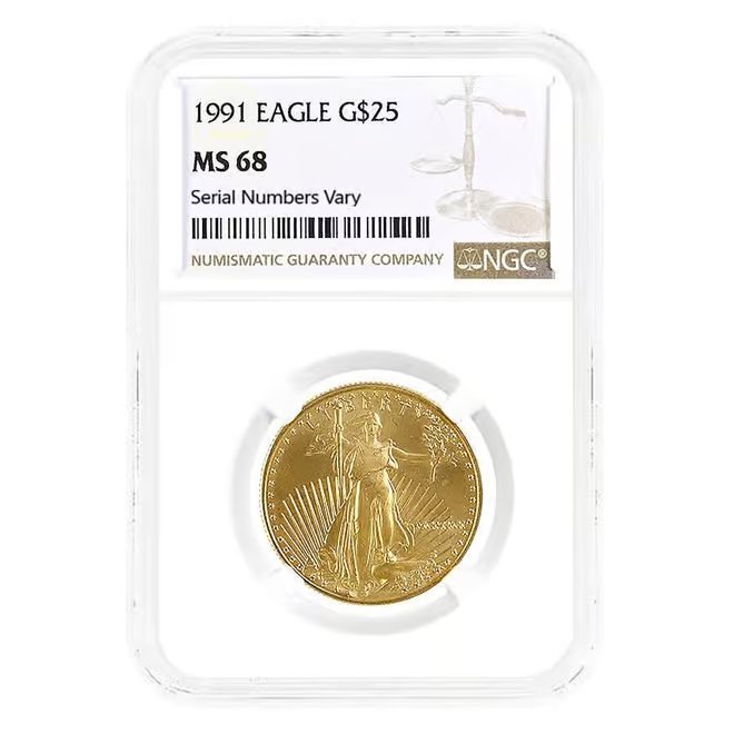1991 1/2 oz $25 Gold American Eagle NGC MS 68