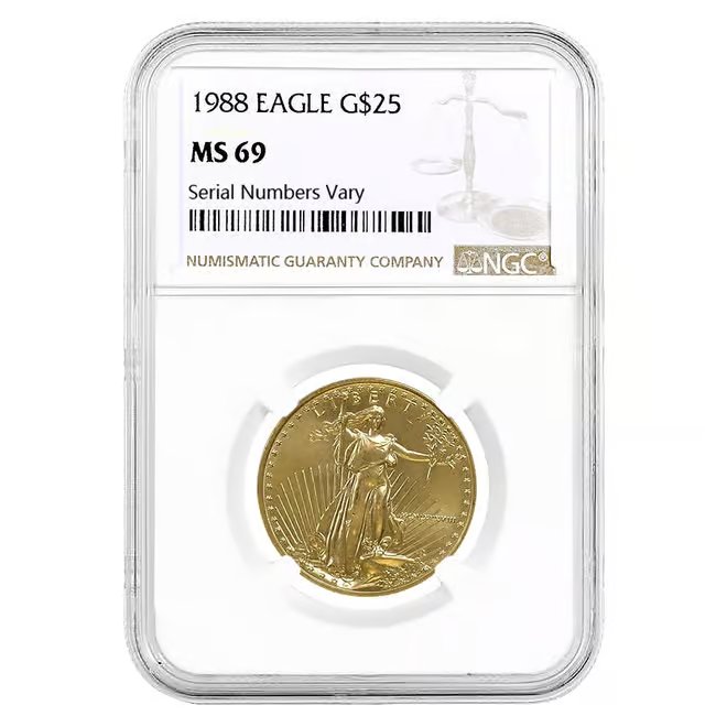 1988 1/2 oz $25 Gold American Eagle NGC MS 69