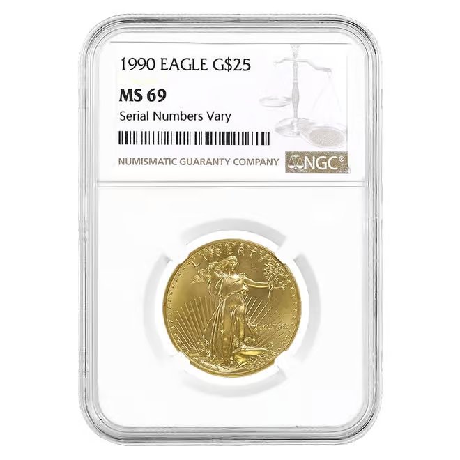 1990 1/2 oz $25 Gold American Eagle NGC MS 69
