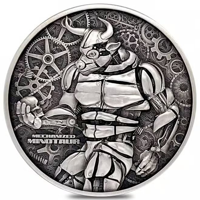 2022 Chad 2 oz Silver Mechanized Minotaur Coin NGC MS 70 ER One of First 100