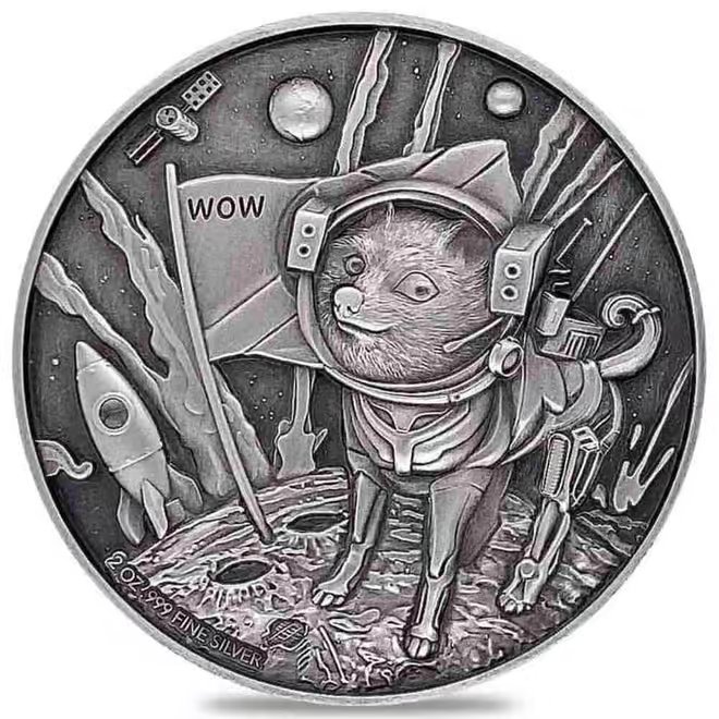2022 Chad 2 oz Silver Doge on The Moon High Relief Coin NGC MS 70 ER One of First 100