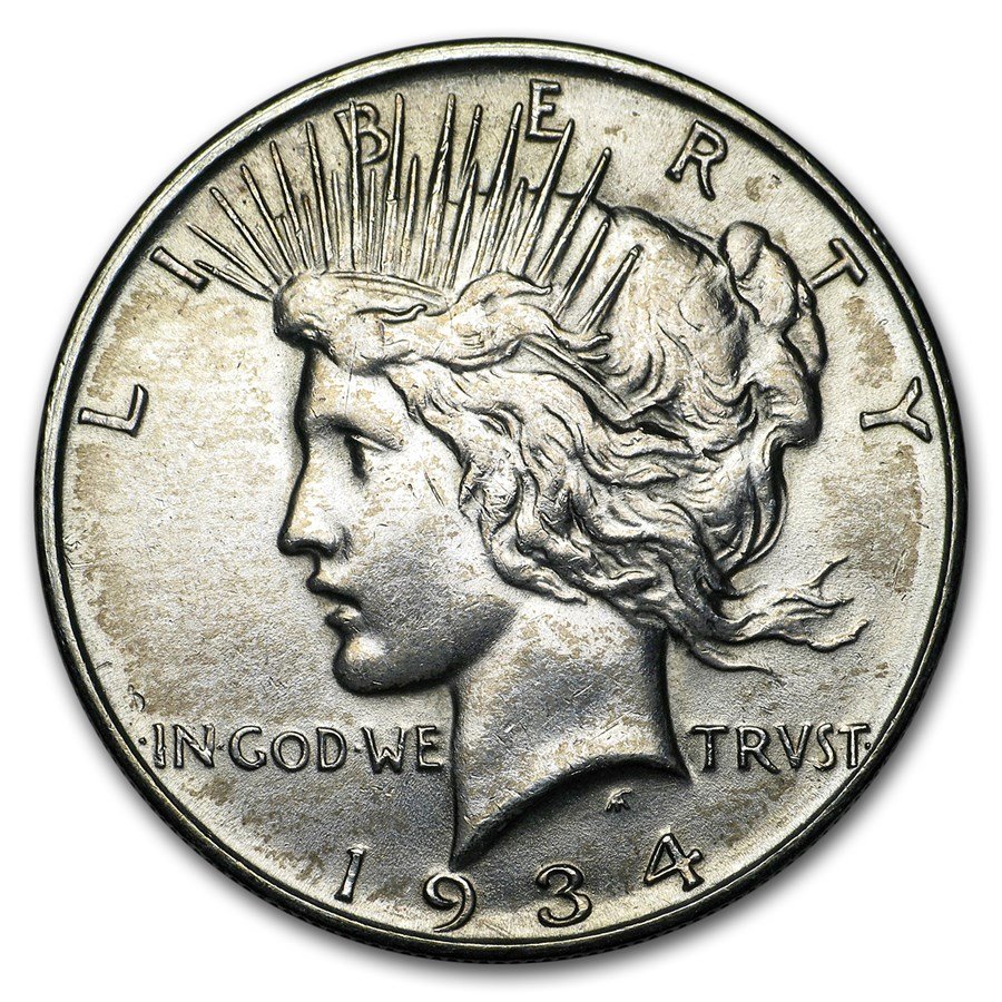 1934-D Peace Dollar AU Details (Cleaned)