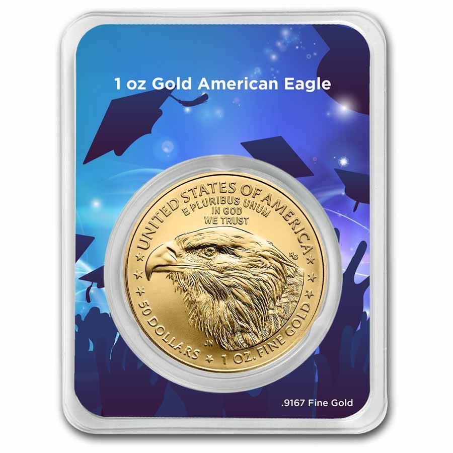 2025 1 oz Gold Eagle - w/Celebrate Graduate Card, In TEP