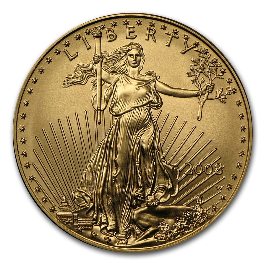 2008-W 1 oz Burnished Gold Eagle (w/Box & COA)