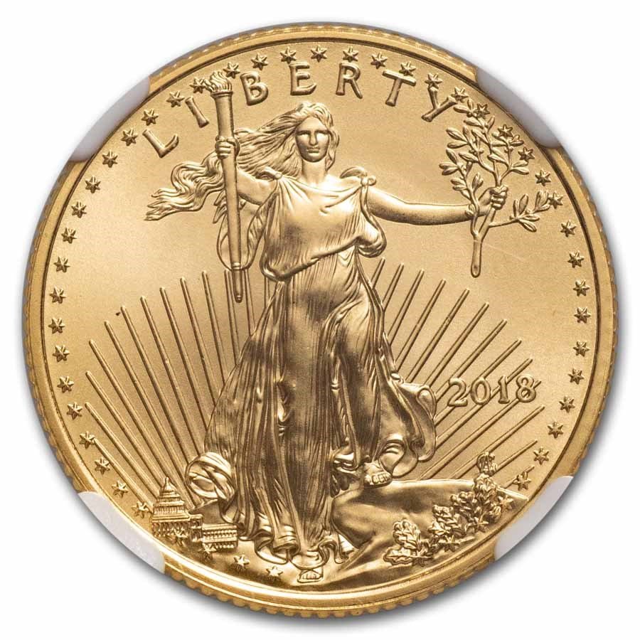 2018 1/4 oz American Gold Eagle MS-70 NGC (Everhart)