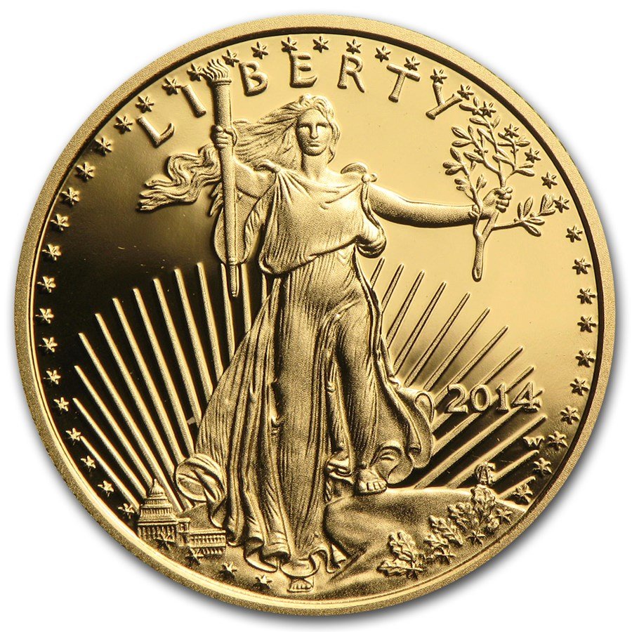 2014-W 1/4 oz Proof American Gold Eagle (w/Box & COA)