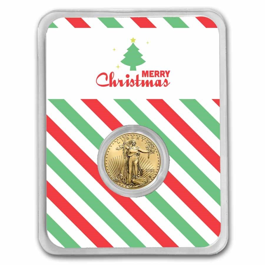 2025 1/10 oz American Gold Eagle - w/Merry Christmas Tree Card
