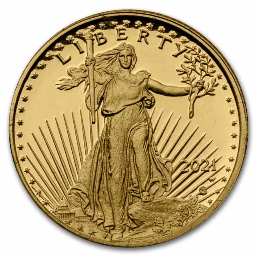 2021-W 1/10 oz Proof American Gold Eagle (Type 2) (w/Box & COA)