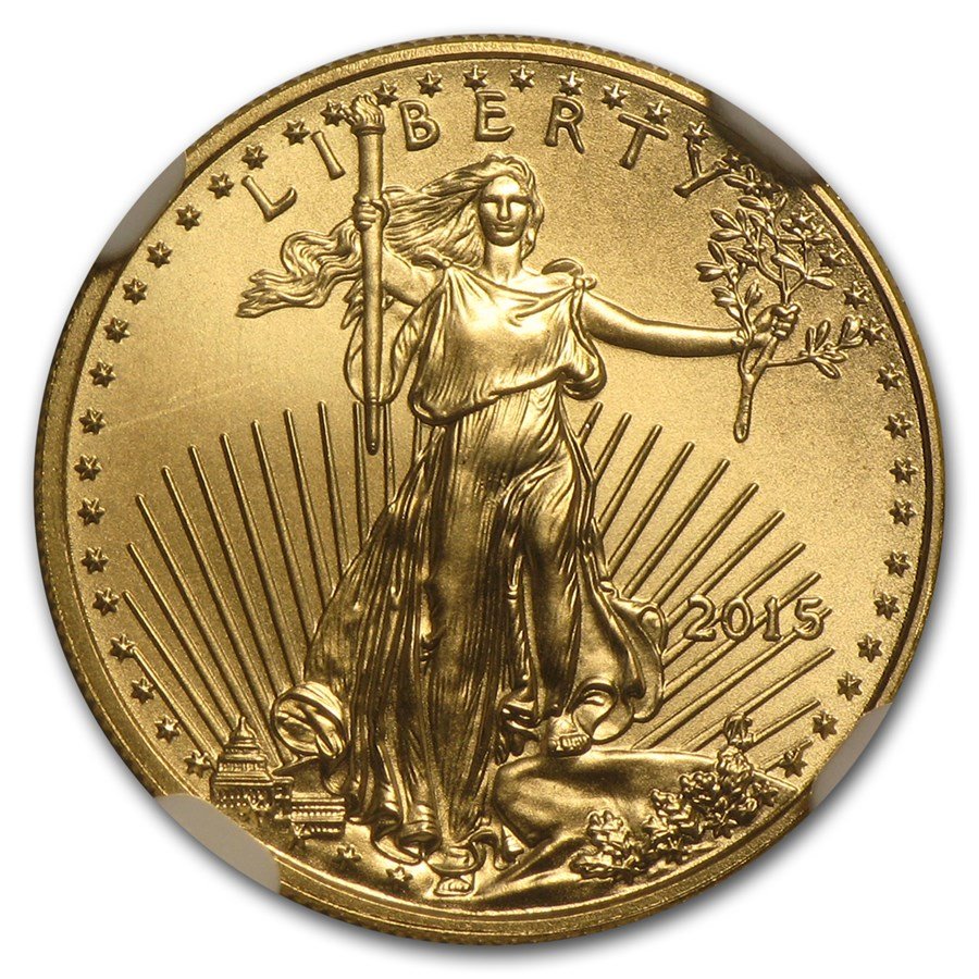2015 1/10 oz American Gold Eagle MS-70 NGC (Narrow Reeds)
