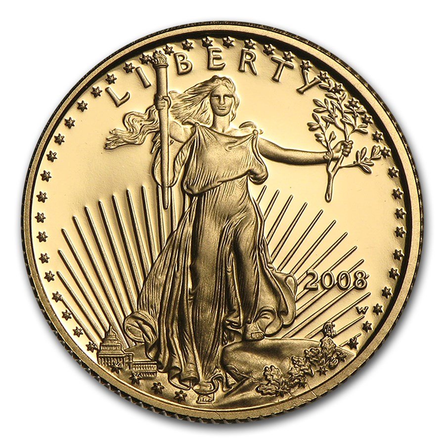 2008-W 1/10 oz Proof American Gold Eagle (w/Box & COA)