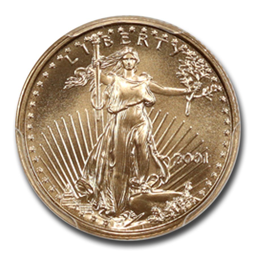 2001 1/10 oz American Gold Eagle MS-70 PCGS (WTC Label)