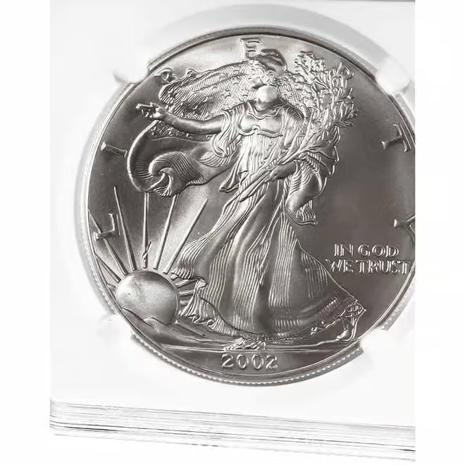 2002 1 oz Silver American Eagle Mint Error NGC MS 69 Early Production