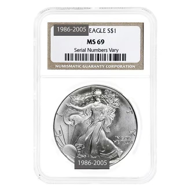1986-2005 Silver American Eagle 20-Coin Set NGC MS 69 (w/Box)