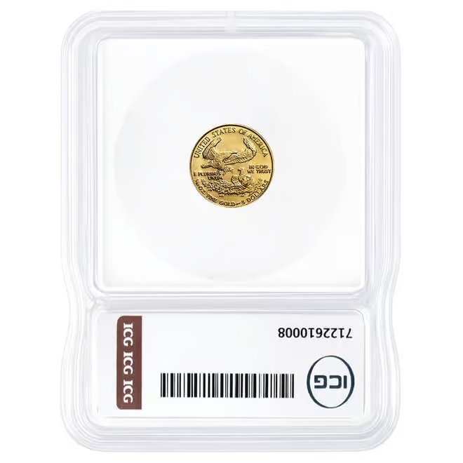 1986 1/10 oz $5 Gold American Eagle ICG MS 70